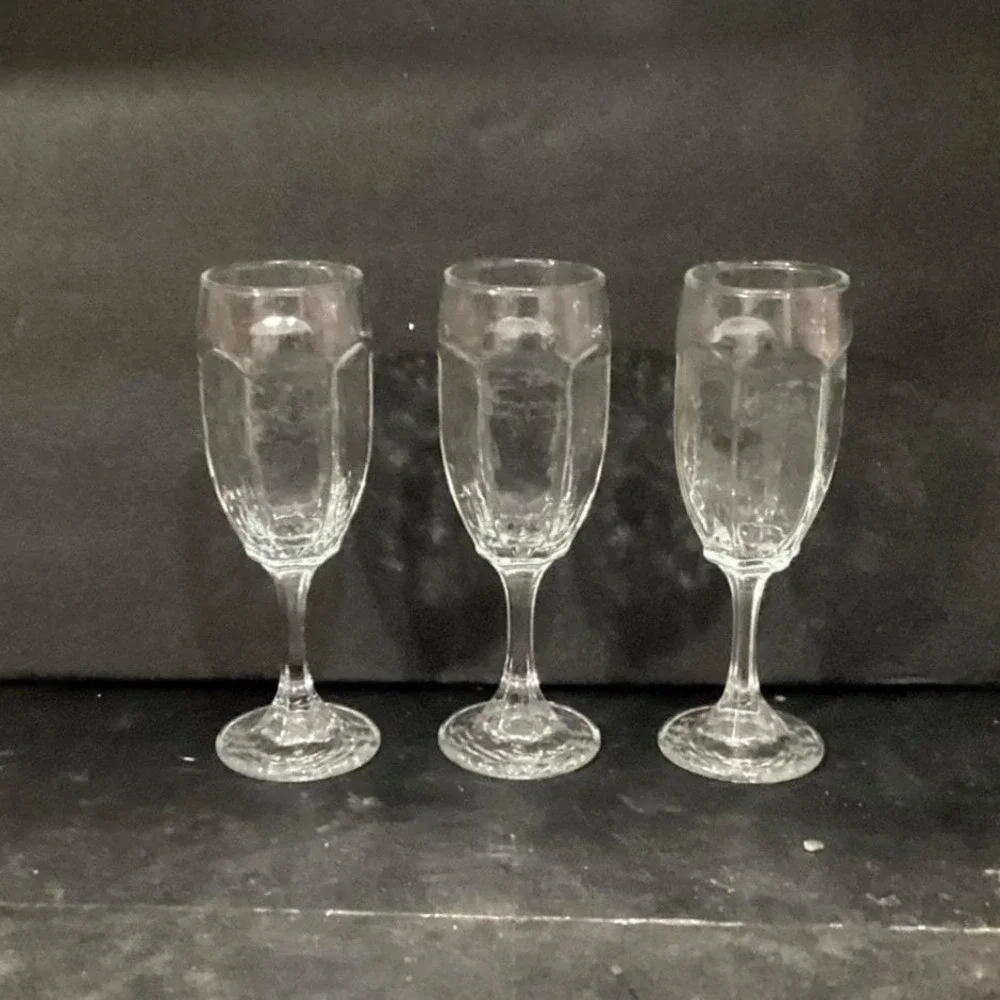 Libbey Chivalry Clear Whiskey Sour Goblets, Set of 3, Vintage Textured‎ Stemware